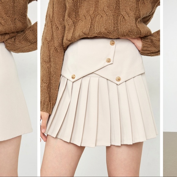 Beige Pleated Skirt - Picture 4 of 4